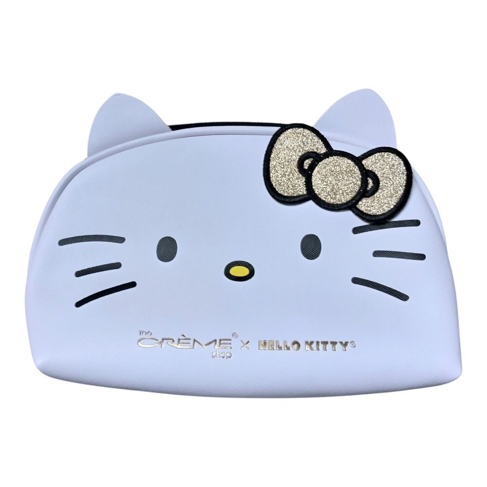 Disney Shop x Hello Kitty White Gold Icon Cosmetic Bag Sanrio Makeup Pouch